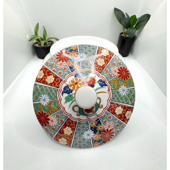 Vintage Japanese Arita Imari Porcelain Tureen With Lid & Handles - Picture 3 of 11